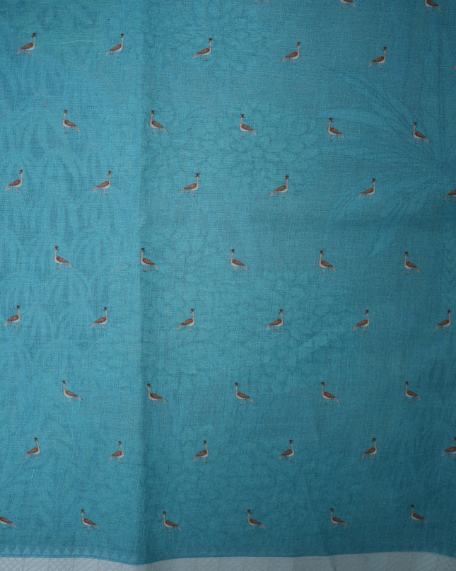 Khadi Digital Printed Saree in Earth Brown Colour with Scenic Forest Nature-Inspired Design