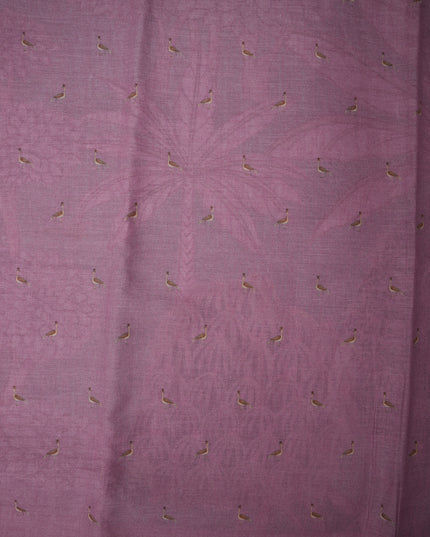 Khadi Digital Printed Saree in Teal Blue Colour with Scenic Forest Nature-Inspired Design