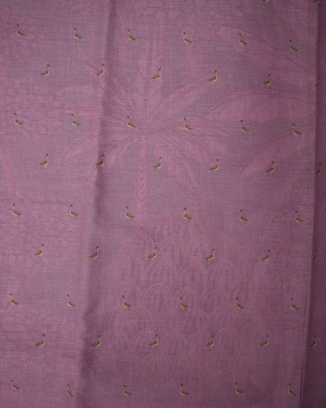 Khadi Digital Printed Saree in Teal Blue Colour with Scenic Forest Nature-Inspired Design
