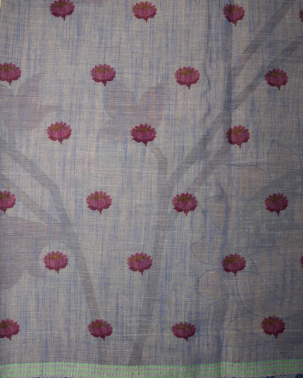 Khadi Digital Printed Saree in Beige Colour with Botanical Leaf Nature-Inspired Design