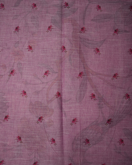 Khadi Digital Printed Saree in Mauve Colour with Floral Nature-Inspired Design