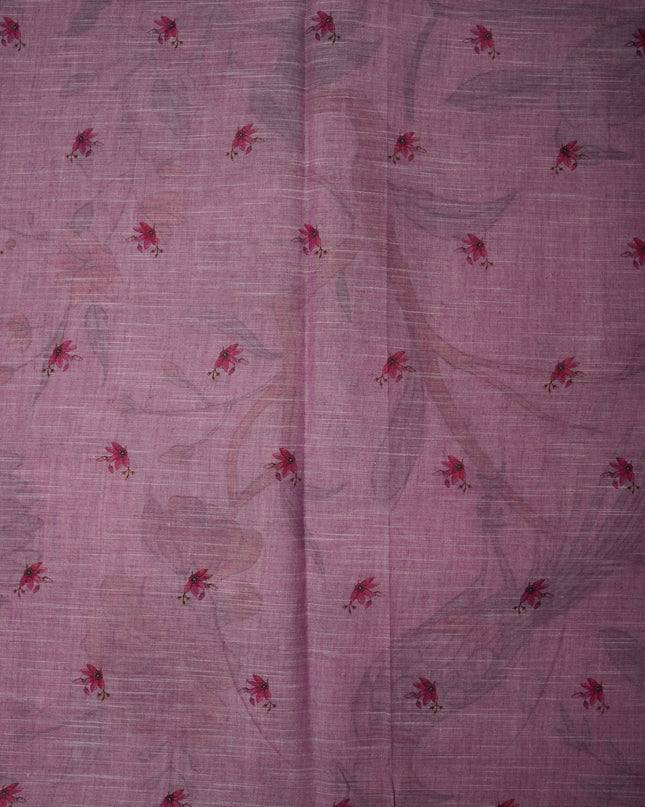 Khadi Digital Printed Saree in Mauve Colour with Floral Nature-Inspired Design