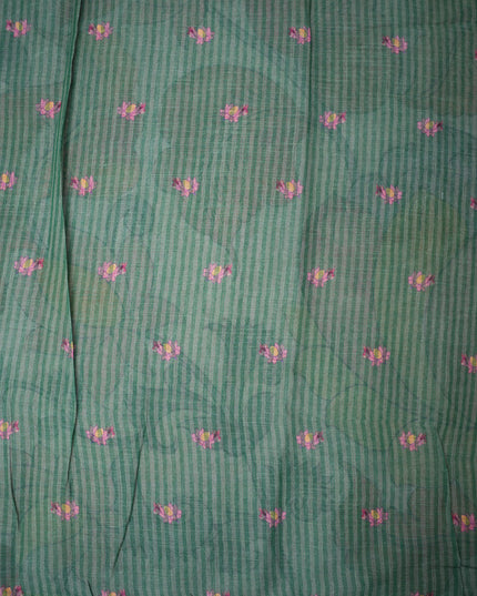 Khadi Digital Printed Saree in Lavender Grey Colour with Vintage Floral Garden Motifs