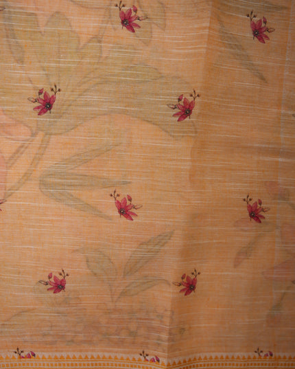 Khadi Digital Printed Saree in Mauve Colour with Colourful Birds & Floral Nature-Inspired Design