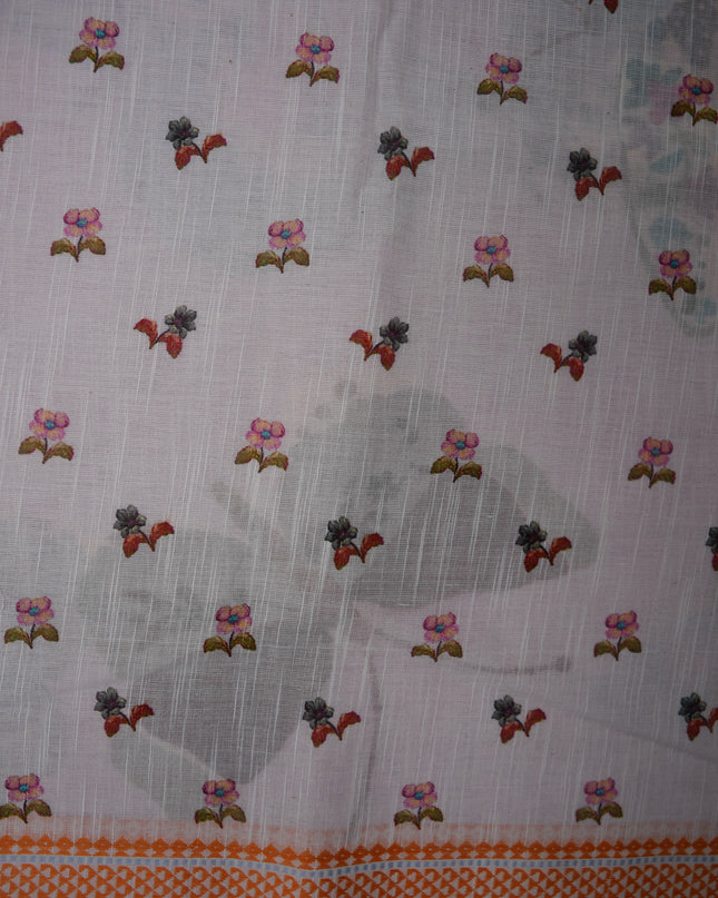 Khadi Digital Printed Saree in Lavender Mauve Colour with Artistic Butterfly & Floral Nature-Inspired Design
