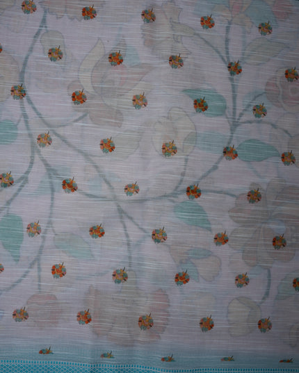 Khadi Digital Printed Saree in Mauve Pink Colour with Floral Garden & Botanical Nature-Inspired Design