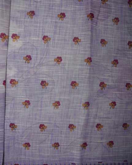 Khadi Digital Printed Saree in Sage Green Colour with Artistic Bird & Floral Nature-Inspired Design