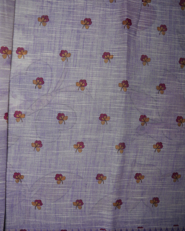 Khadi Digital Printed Saree in Sage Green Colour with Artistic Bird & Floral Nature-Inspired Design