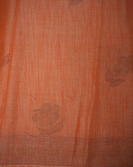 Khadi Digital Printed Saree in Cream Beige Colour with Traditional Kalamkari Floral Border Design