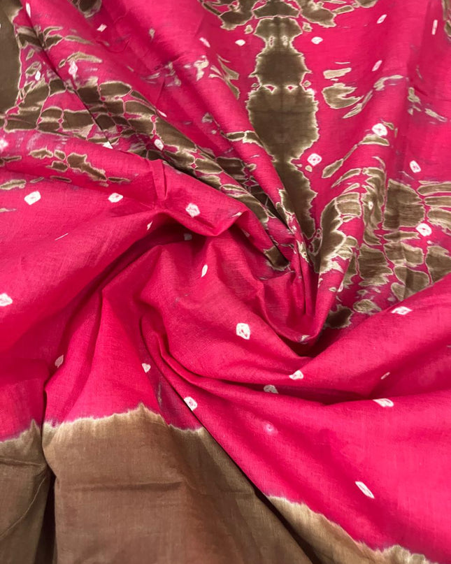 Cotton Bandhani Printed Dress Material – Medium Brown Colour Ethnic Wear for Women