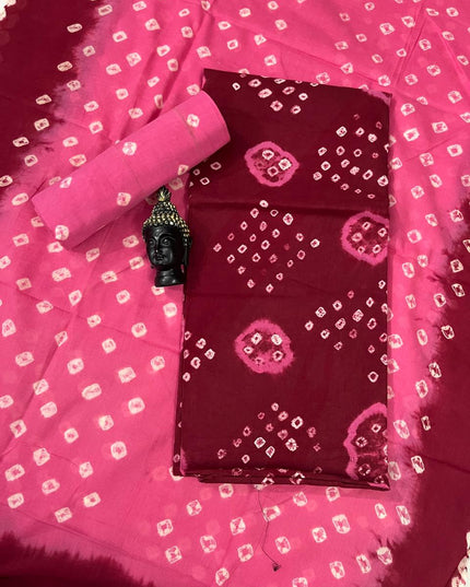 Cotton Bandhani Printed Dress Material – Red Colour Ethnic Wear for Women