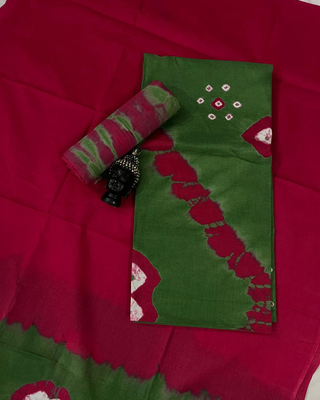 Cotton Bandhani Printed Dress Material – Green Colour Ethnic Wear for Women