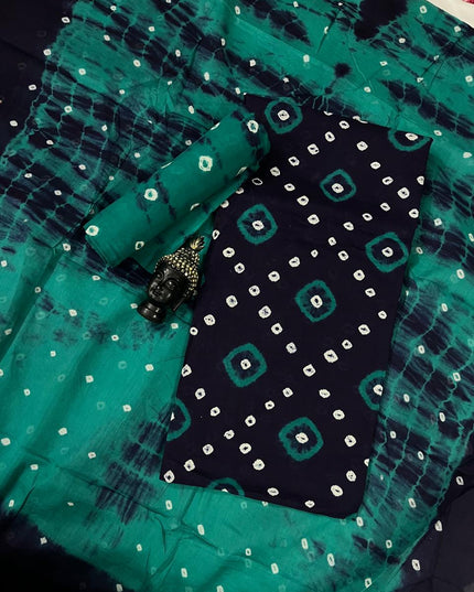Cotton Bandhani Printed Dress Material – Navy Blue Colour Ethnic Wear for Women