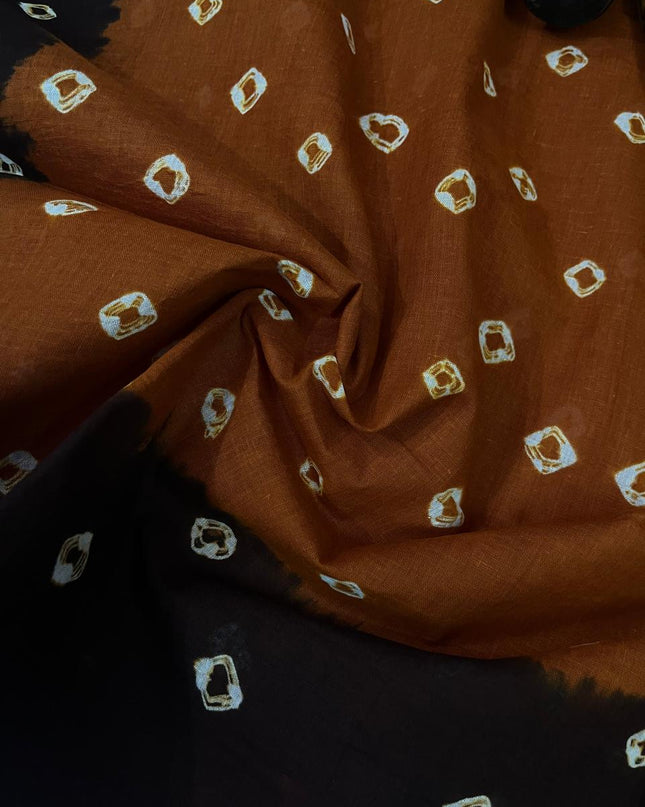 Cotton Bandhani Printed Dress Material – Medium Brown Colour Ethnic Wear for Women