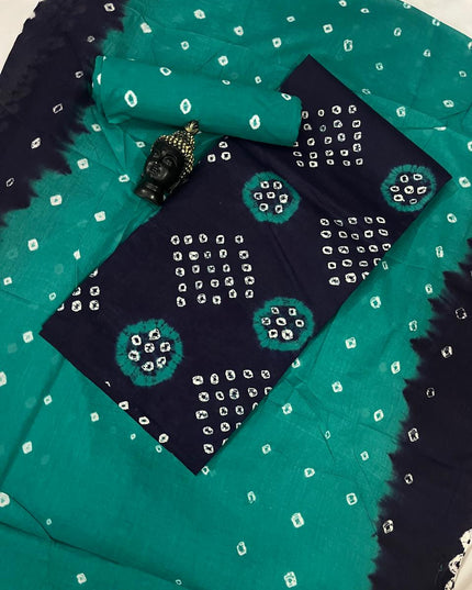 Cotton Bandhani Printed Dress Material – Navy Blue Colour Ethnic Wear for Women