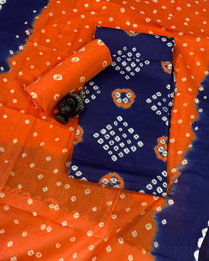 Cotton Bandhani Printed Dress Material – Haiti Blue Colour Ethnic Wear for Women