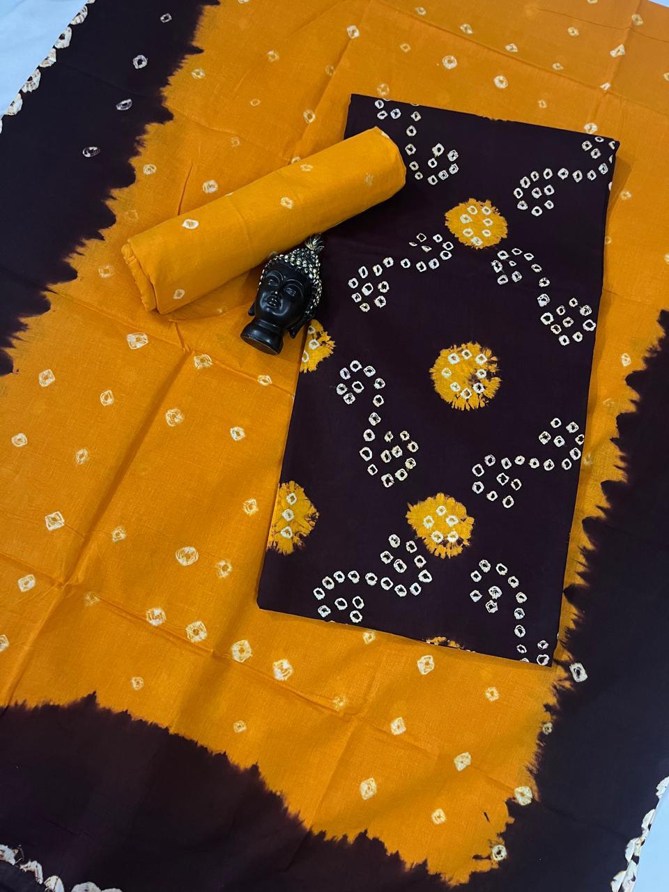 Cotton Bandhani Printed Dress Material – Black Colour Ethnic Wear for Women