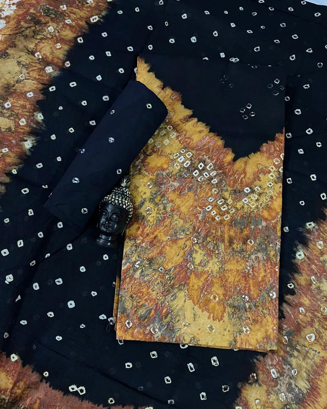 Cotton Bandhani Printed Dress Material – Nany Blue Colour Ethnic Wear for Women