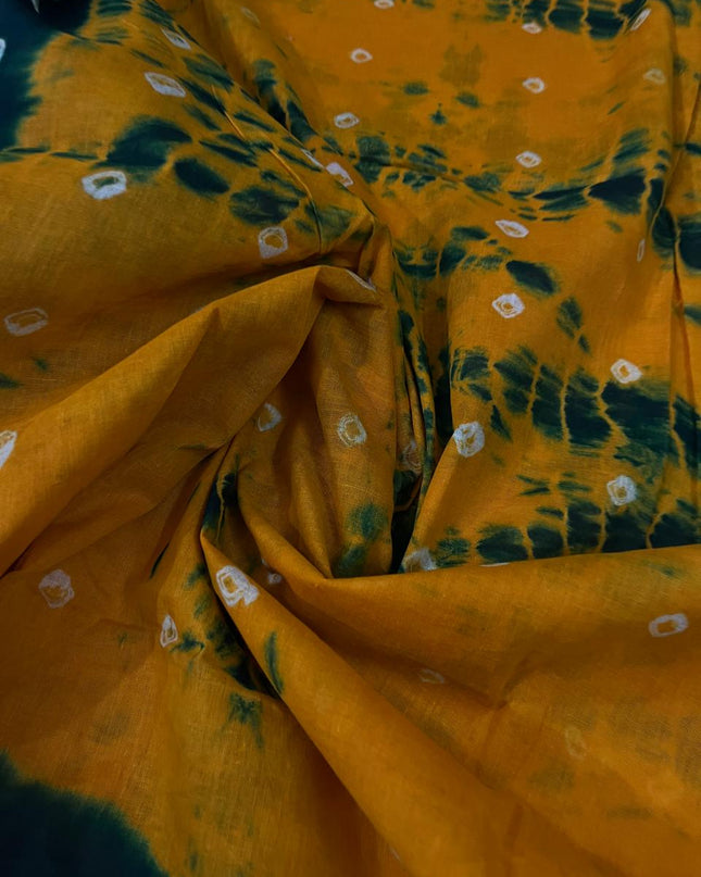 Cotton Bandhani Printed Dress Material – Dark Green Colour Ethnic Wear for Women