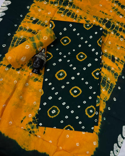 Cotton Bandhani Printed Dress Material – Dark Green Colour Ethnic Wear for Women