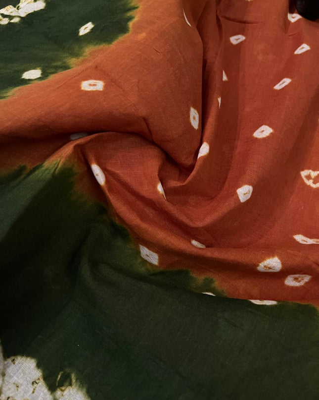 Cotton Bandhani Printed Dress Material – Deep Green Colour Ethnic Wear for Women