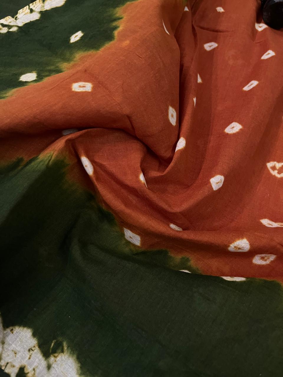 Cotton Bandhani Printed Dress Material – Deep Green Colour Ethnic Wear for Women