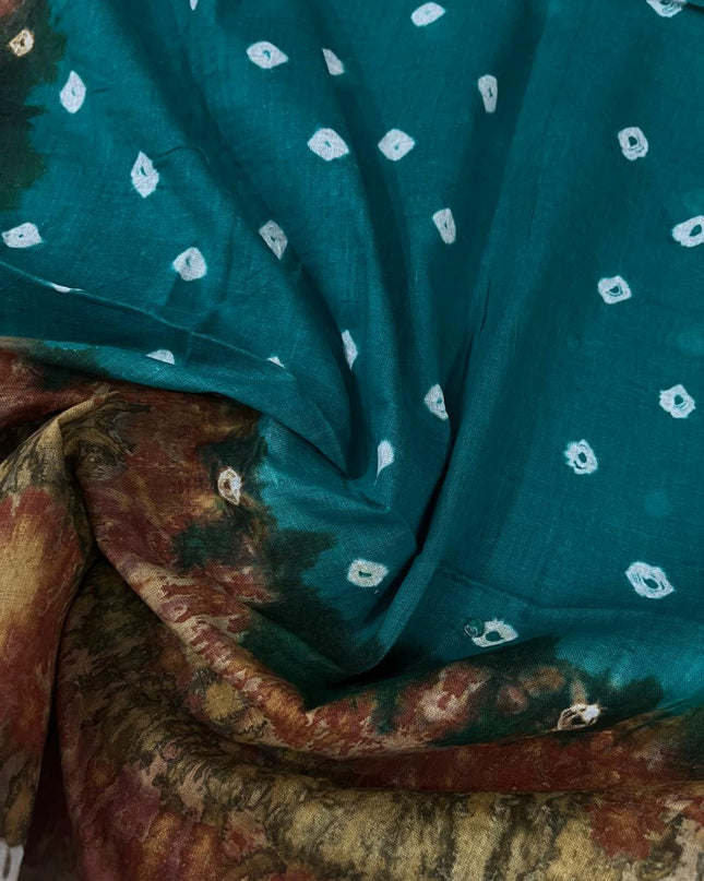 Cotton Bandhani Printed Dress Material – Light Sea Green Colour Ethnic Wear for Women