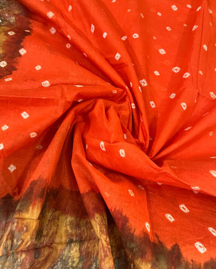Cotton Bandhani Printed Dress Material – Orange Colour Ethnic Wear for Women