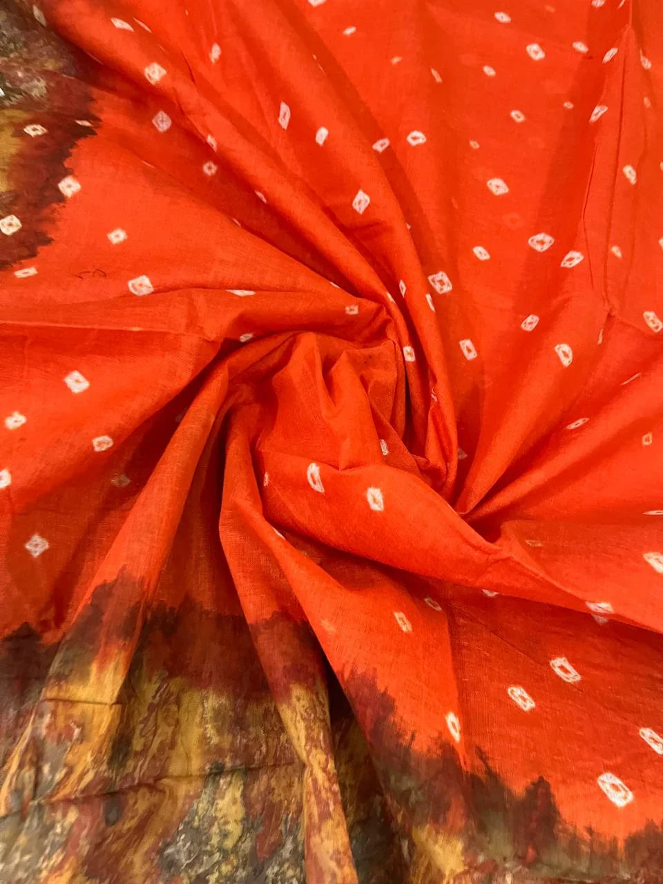 Cotton Bandhani Printed Dress Material – Orange Colour Ethnic Wear for Women