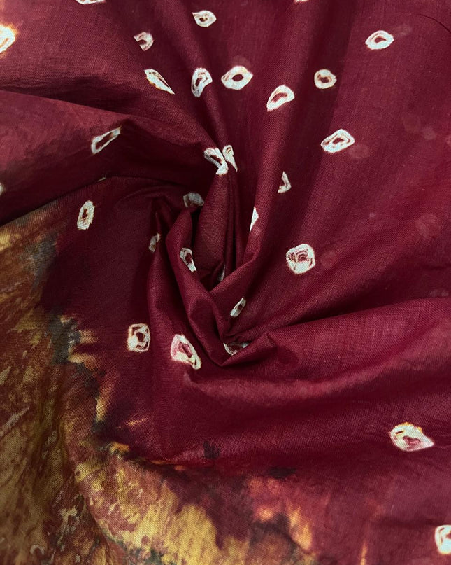 Cotton Bandhani Printed Dress Material – Maroon Colour Ethnic Wear for Women