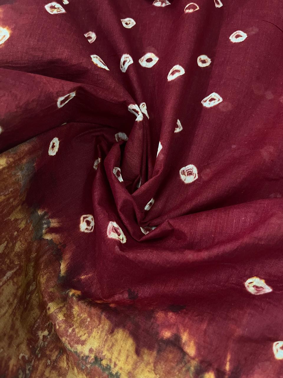 Cotton Bandhani Printed Dress Material – Maroon Colour Ethnic Wear for Women