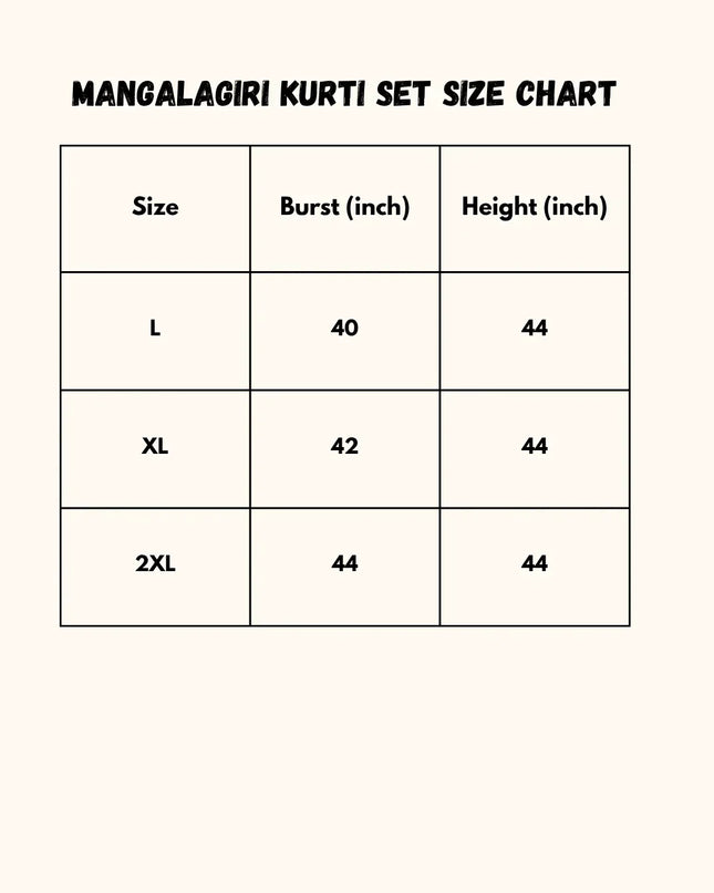 Mangalagiri Cotton Kurti Set Orange – Premium Full-Length Lining for Women