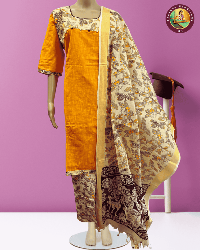 Full length Lining Kurti Set Yellow Colour