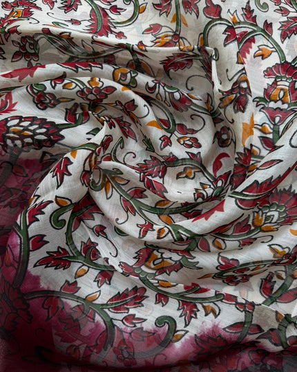 Premium Soft Jute Dress Material with Maroon Woven Top & Printed Dupatta