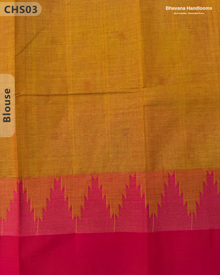 Traditional Chettinad Handloom Saree in Pink & Brown Color with Temple Border & Buti Weave