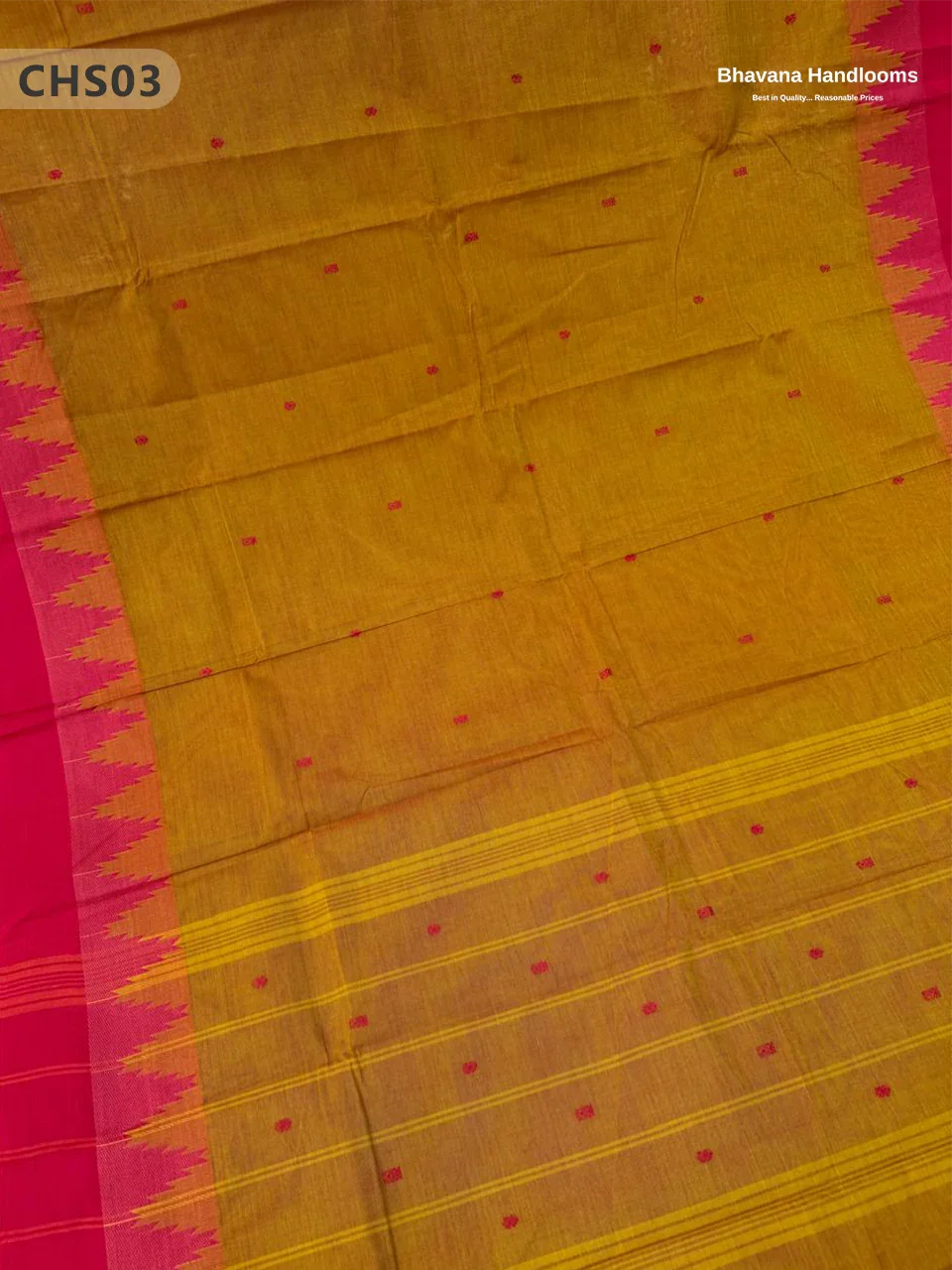 Traditional Chettinad Handloom Saree in Pink & Brown Color with Temple Border & Buti Weave
