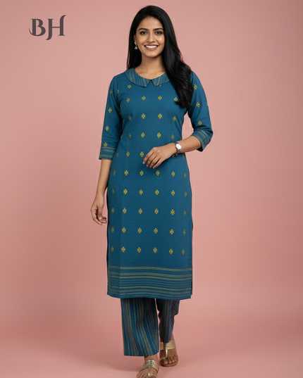 Premium Cotton Wooven Co-ord Set with Blue Colour