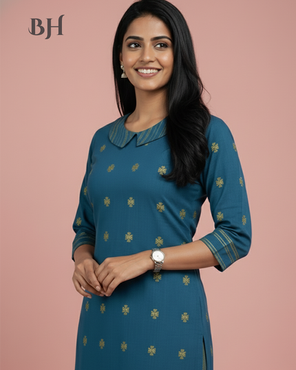 Premium Cotton Wooven Co-ord Set with Blue Colour