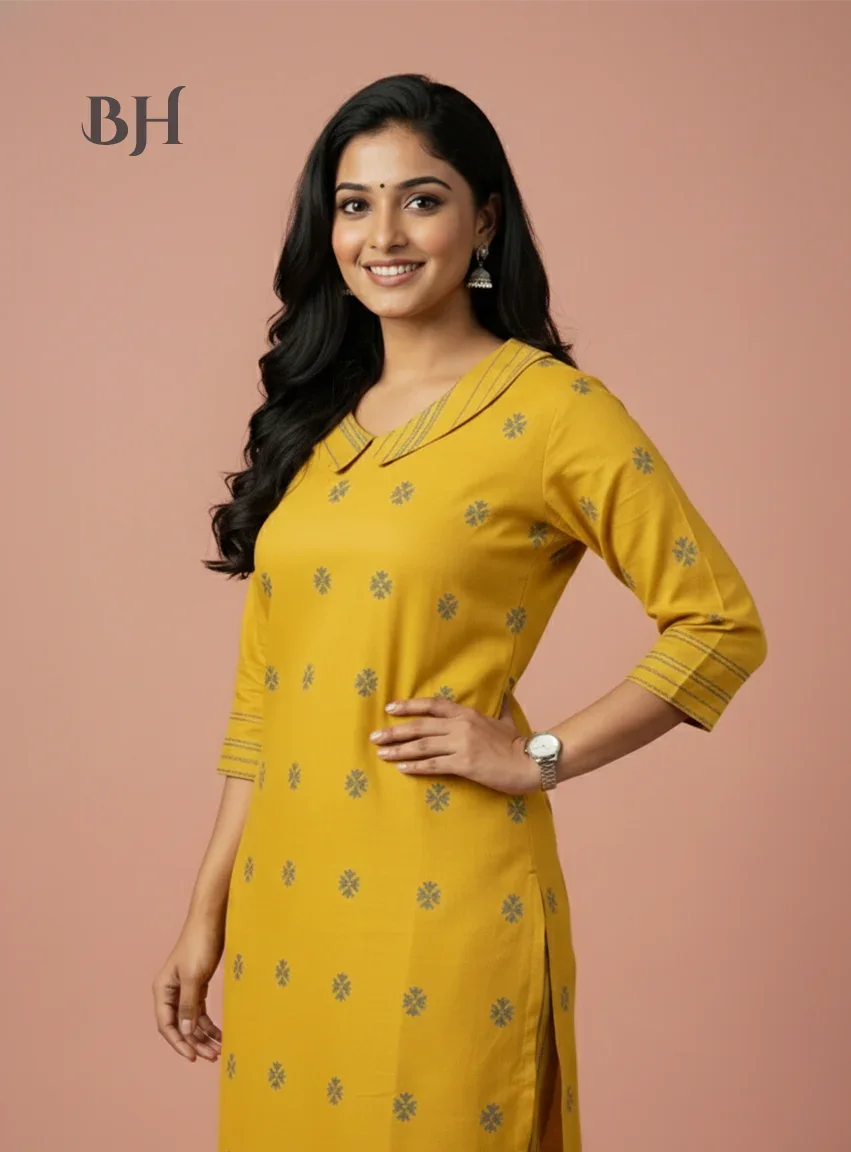 Premium Cotton Wooven Co-ord Set with Yellow Colour