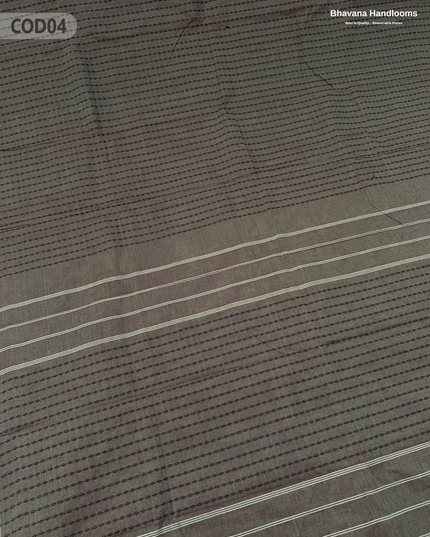 Traditional Coimbatore Handloom Saree – Thread Woven, Small Border, Grey