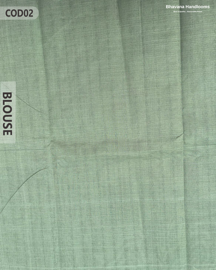 Traditional Coimbatore Handloom Saree – Thread Woven, Small Border, Sea Mist colour