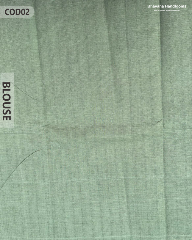 Traditional Coimbatore Handloom Saree – Thread Woven, Small Border, Sea Mist colour