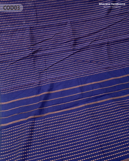 Traditional Coimbatore Handloom Saree – Thread Woven, Small Border, Blue colour