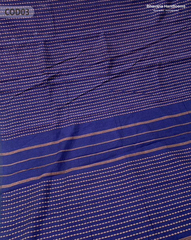 Traditional Coimbatore Handloom Saree – Thread Woven, Small Border, Blue colour