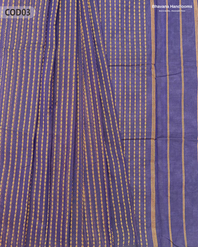 Traditional Coimbatore Handloom Saree – Thread Woven, Small Border, Blue colour