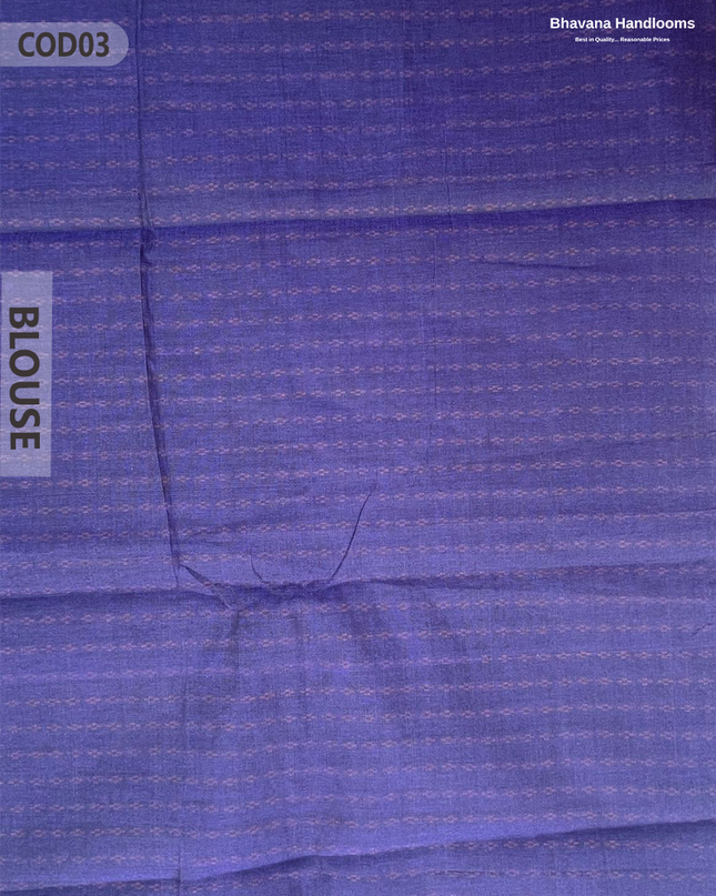Traditional Coimbatore Handloom Saree – Thread Woven, Small Border, Blue colour