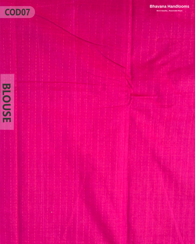 Traditional Coimbatore Handloom Saree – Thread Woven, Small Border, Dark Pink colour