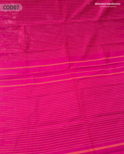 Traditional Coimbatore Handloom Saree – Thread Woven, Small Border, Dark Pink colour