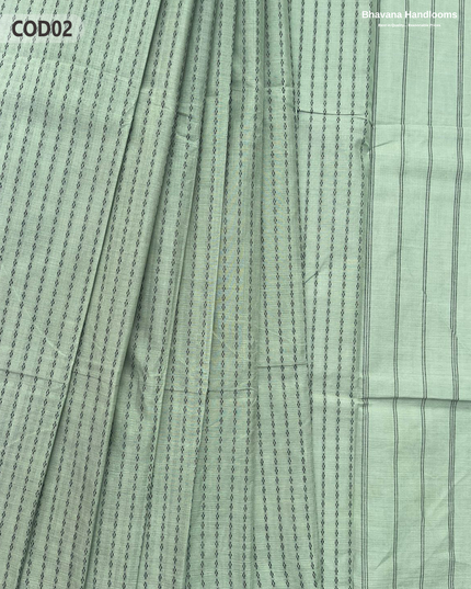 Traditional Coimbatore Handloom Saree – Thread Woven, Small Border, Sea Mist colour