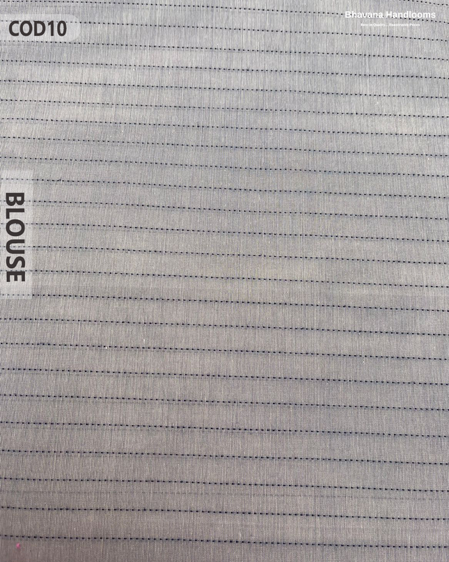 Traditional Coimbatore Handloom Saree – Thread Woven, Small Border, Light Grey colour